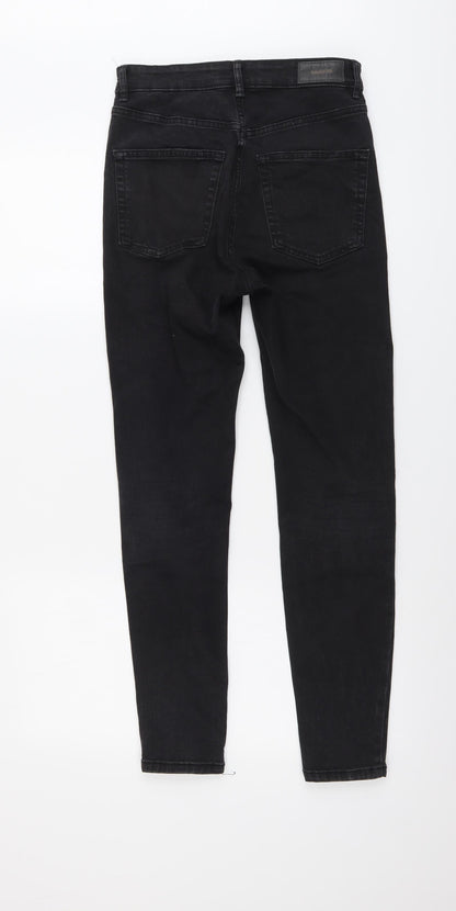 Pull&Bear Womens Black Cotton Skinny Jeans Size S L27 in Regular Button