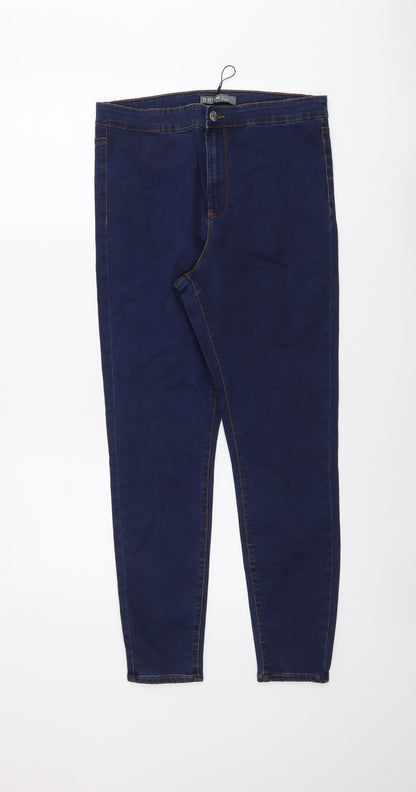 Denim & Co. Womens Blue Cotton Skinny Jeans Size 14 L27 in Regular Button