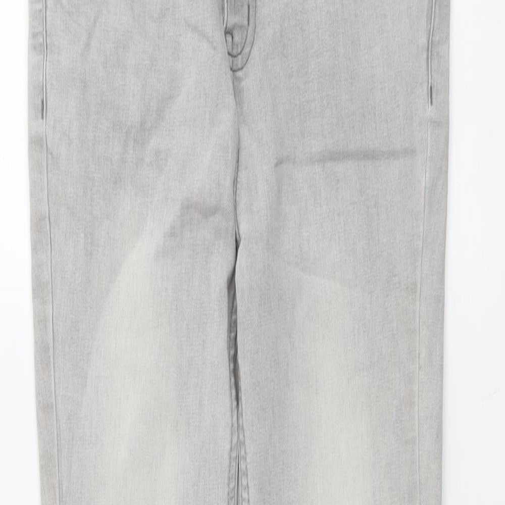 Denim & Co. Girls Grey Cotton Skinny Jeans Size 11-12 Years Regular Button