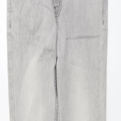 Denim & Co. Girls Grey Cotton Skinny Jeans Size 11-12 Years Regular Button