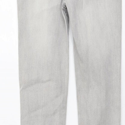 Denim & Co. Girls Grey Cotton Skinny Jeans Size 11-12 Years Regular Button