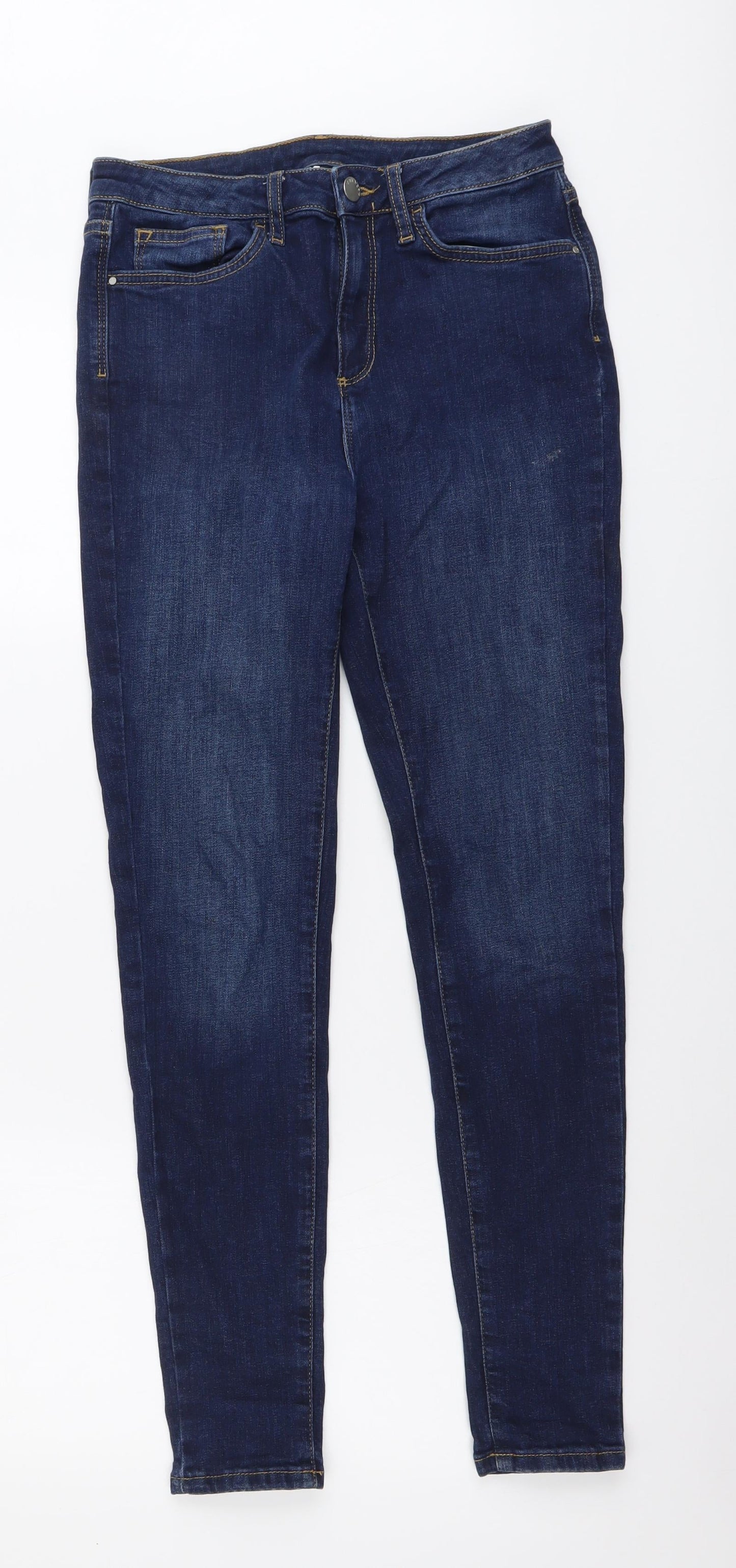 V By Very Womens Blue Cotton Skinny Jeans Size 26 in L28 in Regular Button