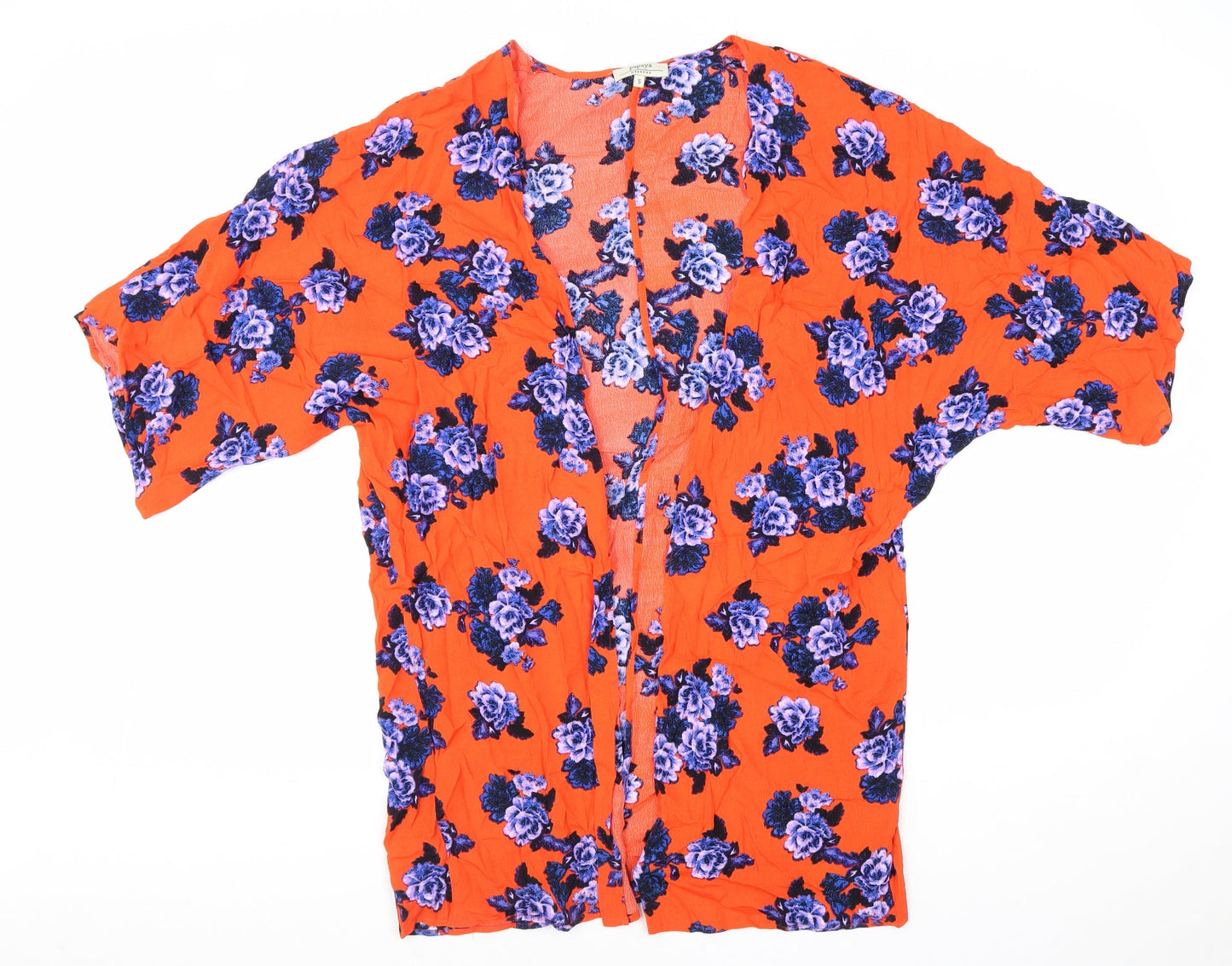 Womens UK Size S Papaya Red Kimono Blouse