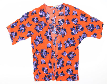 Womens UK Size S Papaya Red Kimono Blouse