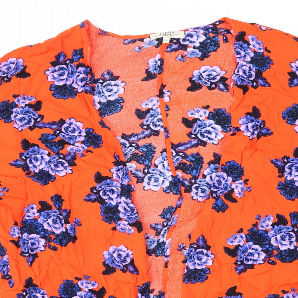 Womens UK Size S Papaya Red Kimono Blouse
