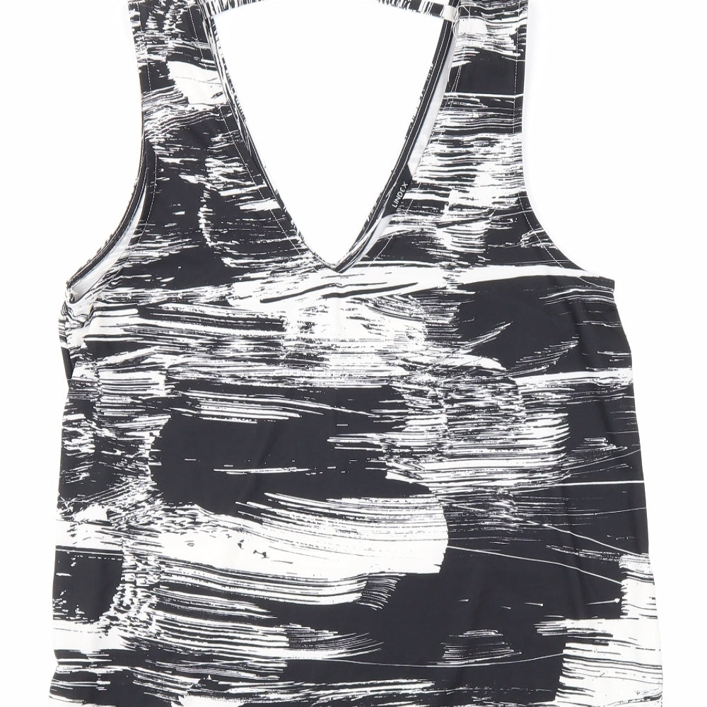 Lind3x Womens Black Geometric Polyester Basic Tank Size S V-Neck