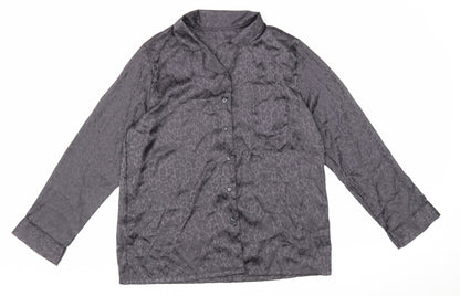 George Womens Grey Animal Print Polyester Basic Button-Up Size 12 V-Neck - Leopard Print