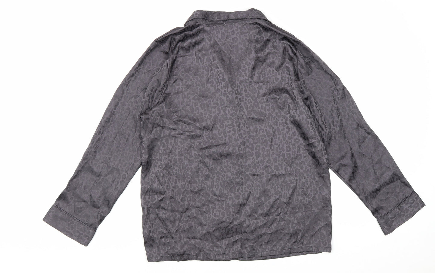 George Womens Grey Animal Print Polyester Basic Button-Up Size 12 V-Neck - Leopard Print