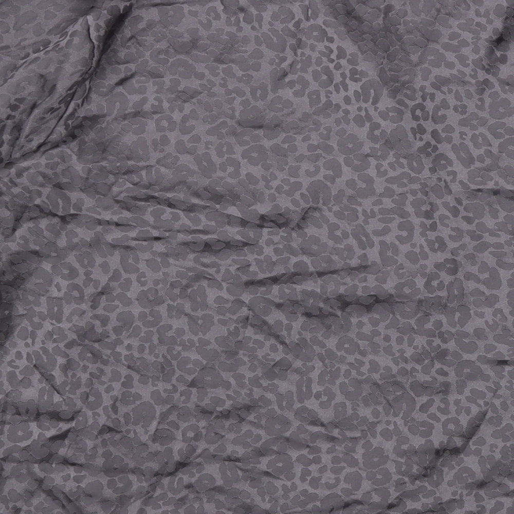 George Womens Grey Animal Print Polyester Basic Button-Up Size 12 V-Neck - Leopard Print