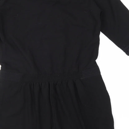 Miss Captain Womens Black Geometric Polyester Kaftan Size 12 V-Neck Pullover