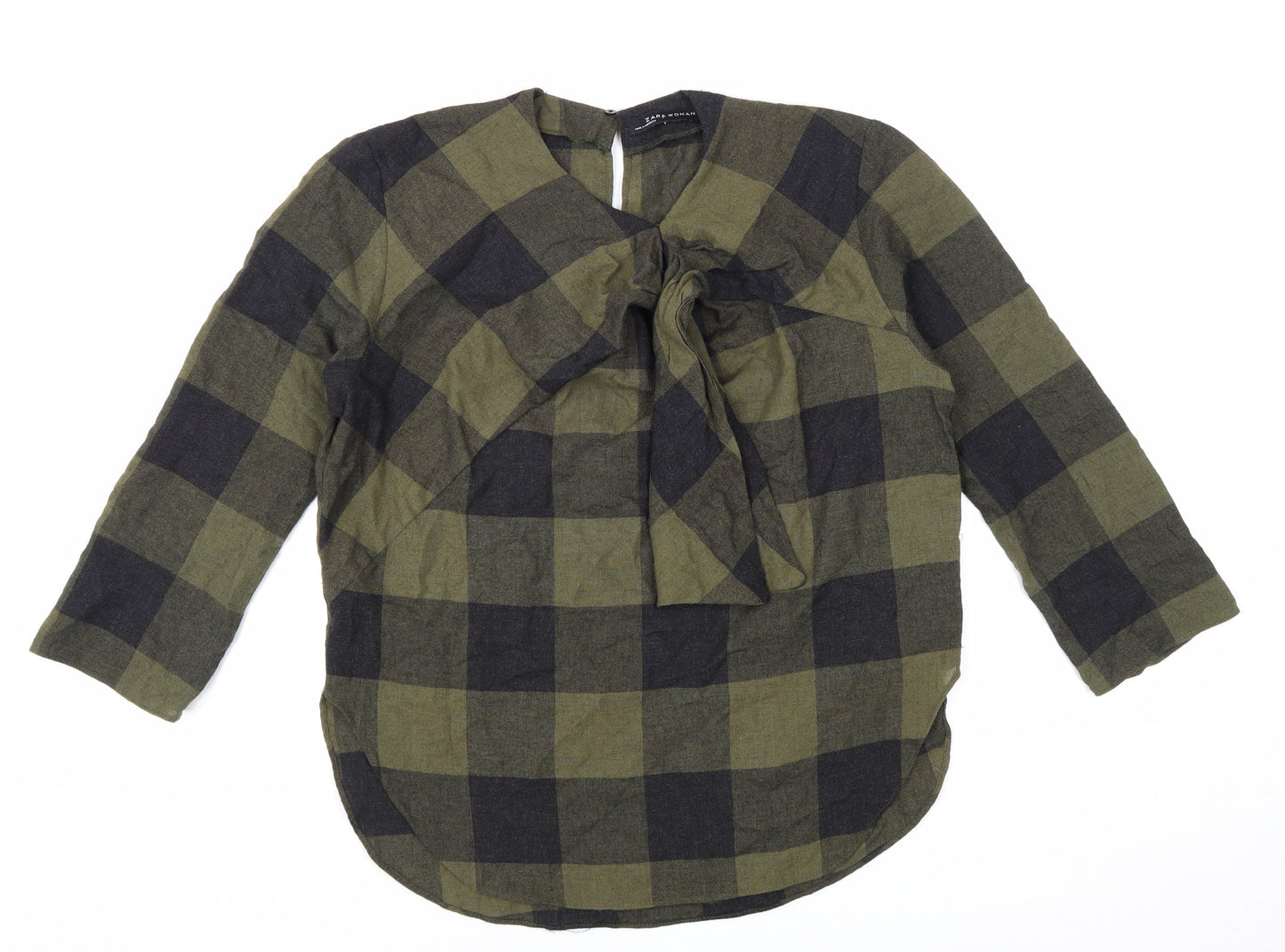 Womens UK Size S Zara Green Basic T-Shirt