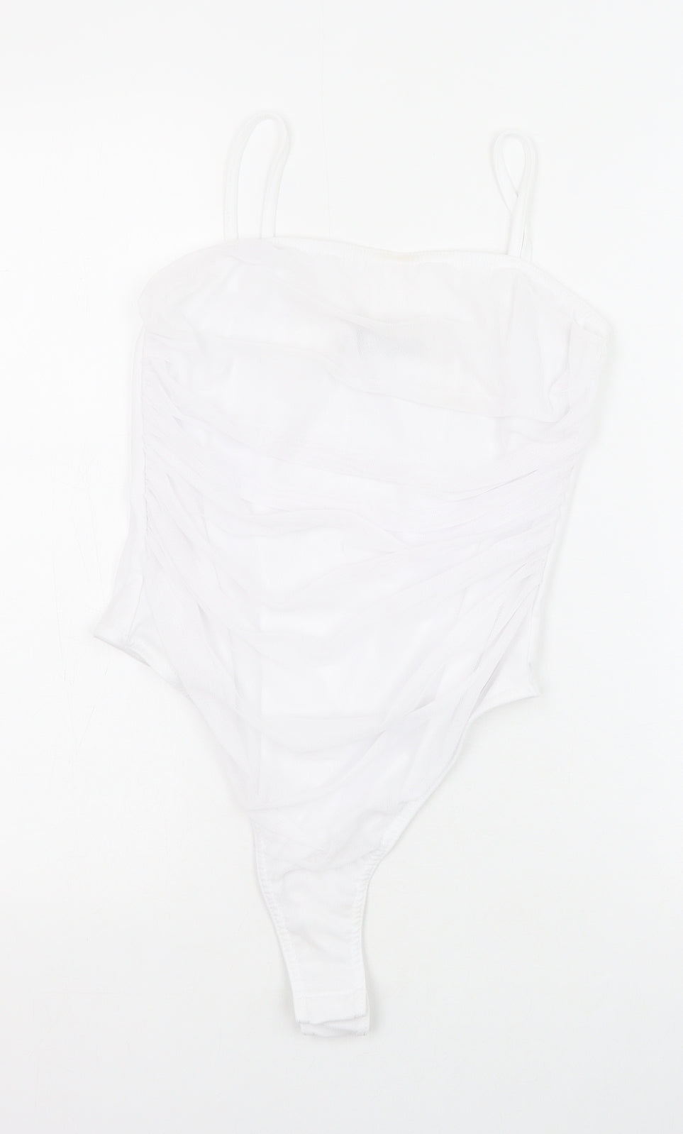 PRETTYLITTLETHING Womens White Polyester Bodysuit One-Piece Size 14 Snap