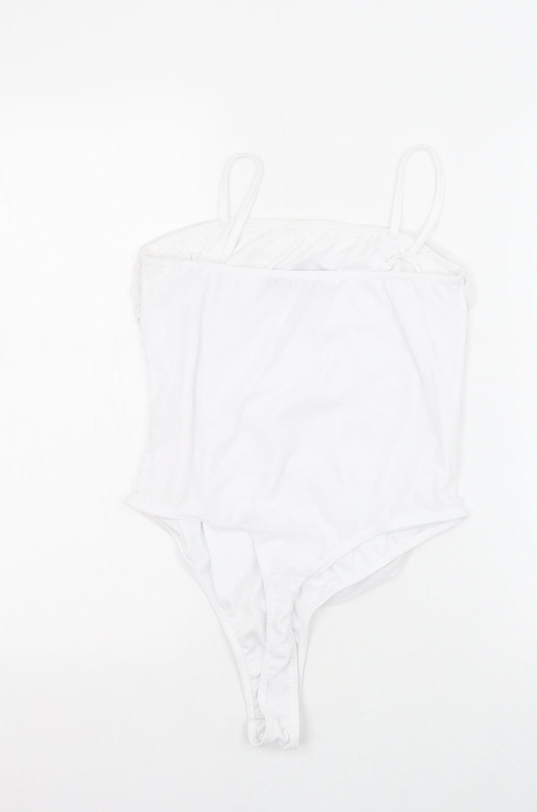 PRETTYLITTLETHING Womens White Polyester Bodysuit One-Piece Size 14 Snap