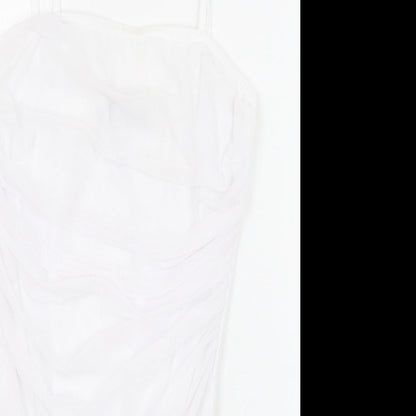 PRETTYLITTLETHING Womens White Polyester Bodysuit One-Piece Size 14 Snap