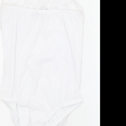 PRETTYLITTLETHING Womens White Polyester Bodysuit One-Piece Size 14 Snap