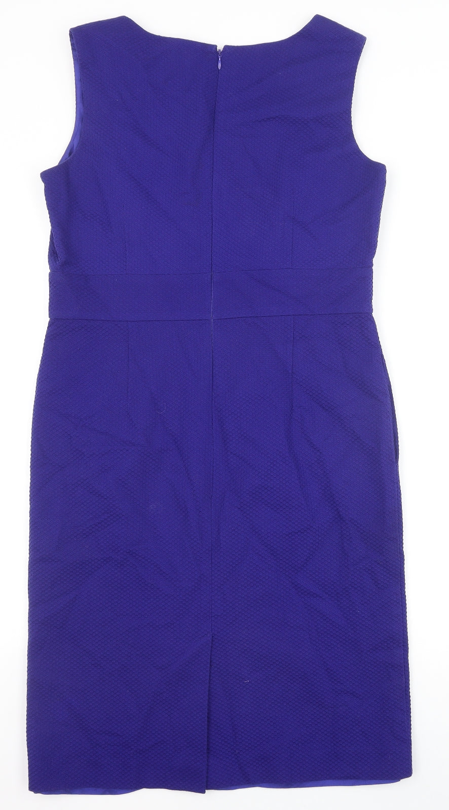 Pure Womens Blue Cotton A-Line Size 12 Scoop Neck Zip