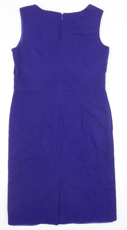 Pure Womens Blue Cotton A-Line Size 12 Scoop Neck Zip