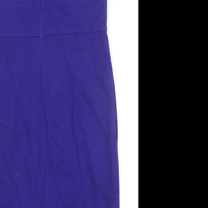 Pure Womens Blue Cotton A-Line Size 12 Scoop Neck Zip