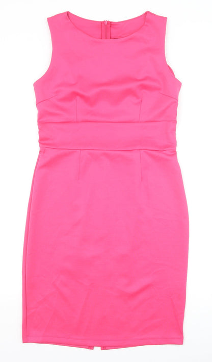 Body Flirt Womens Pink Polyester A-Line Size 10 Round Neck Zip