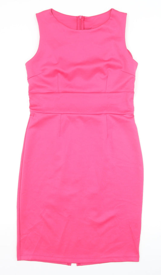 Body Flirt Womens Pink Polyester A-Line Size 10 Round Neck Zip