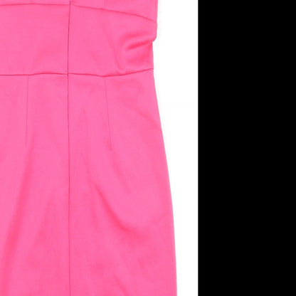 Body Flirt Womens Pink Polyester A-Line Size 10 Round Neck Zip