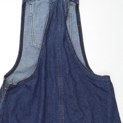 Brave Soul Womens Blue Cotton Pinafore/Dungaree Dress Size 10 Sweetheart Buckle