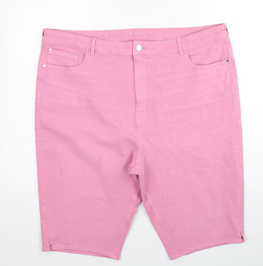 Marks and Spencer Womens Pink Cotton Bermuda Shorts Size 42 in Regular Zip