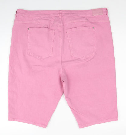 Marks and Spencer Womens Pink Cotton Bermuda Shorts Size 42 in Regular Zip