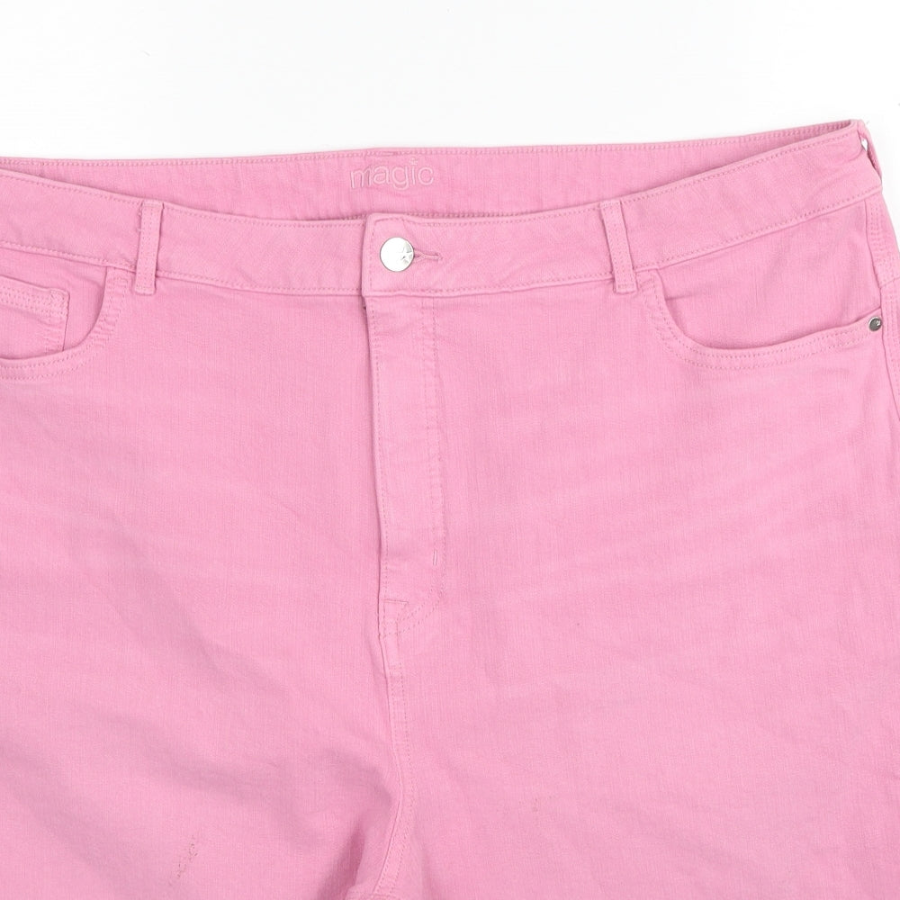 Marks and Spencer Womens Pink Cotton Bermuda Shorts Size 42 in Regular Zip