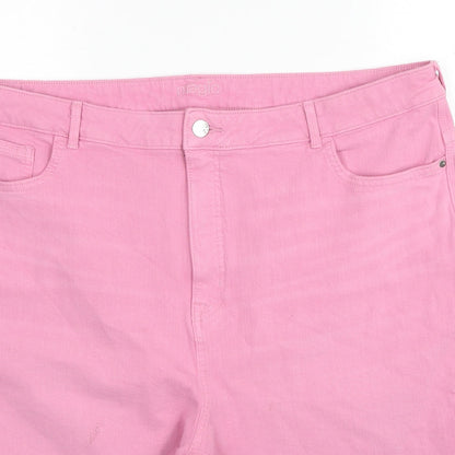 Marks and Spencer Womens Pink Cotton Bermuda Shorts Size 42 in Regular Zip