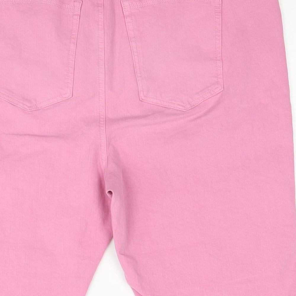 Marks and Spencer Womens Pink Cotton Bermuda Shorts Size 42 in Regular Zip