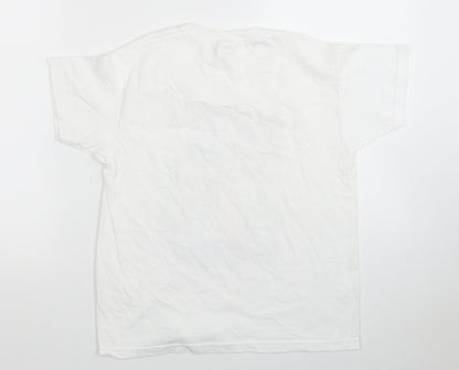Fruit of the Loom Girls White Cotton Basic T-Shirt Size 7-8 Years Round Neck - Princess and the Frog Print