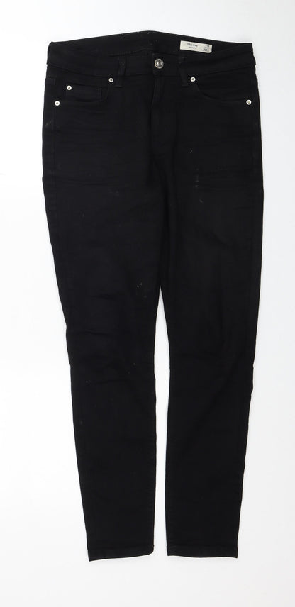 Marks and Spencer Womens Black Cotton Skinny Jeans Size 10 Regular Zip
