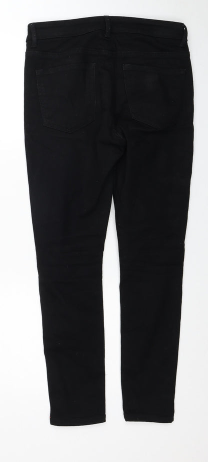 Marks and Spencer Womens Black Cotton Skinny Jeans Size 10 Regular Zip