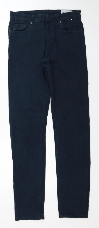 Denim & Co. Womens Blue Cotton Straight Jeans Size 28 in L32 in Regular Zip