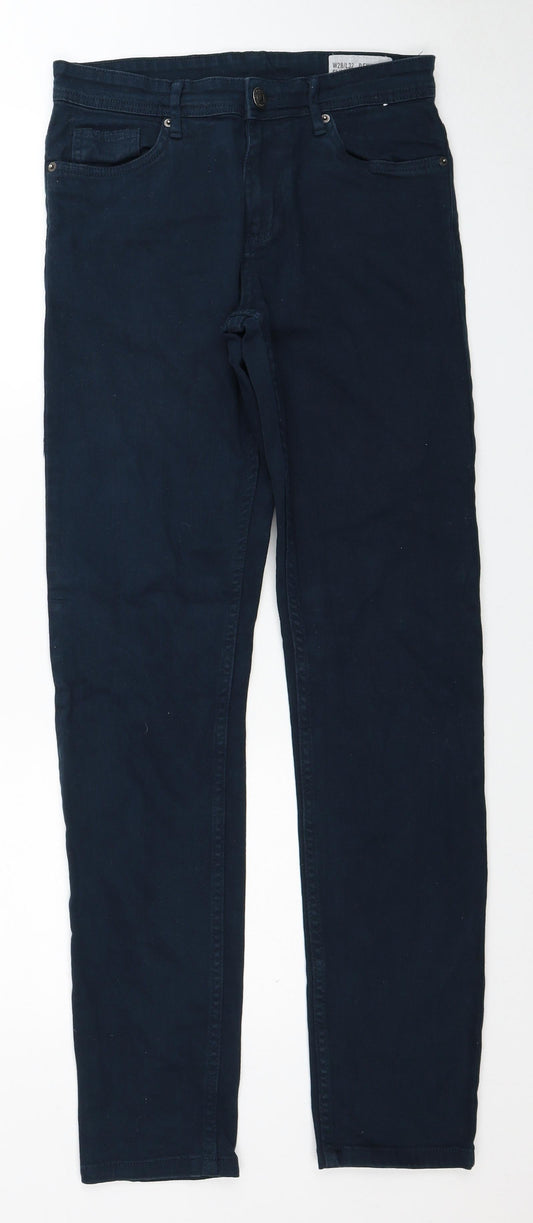 Denim & Co. Womens Blue Cotton Straight Jeans Size 28 in L32 in Regular Zip