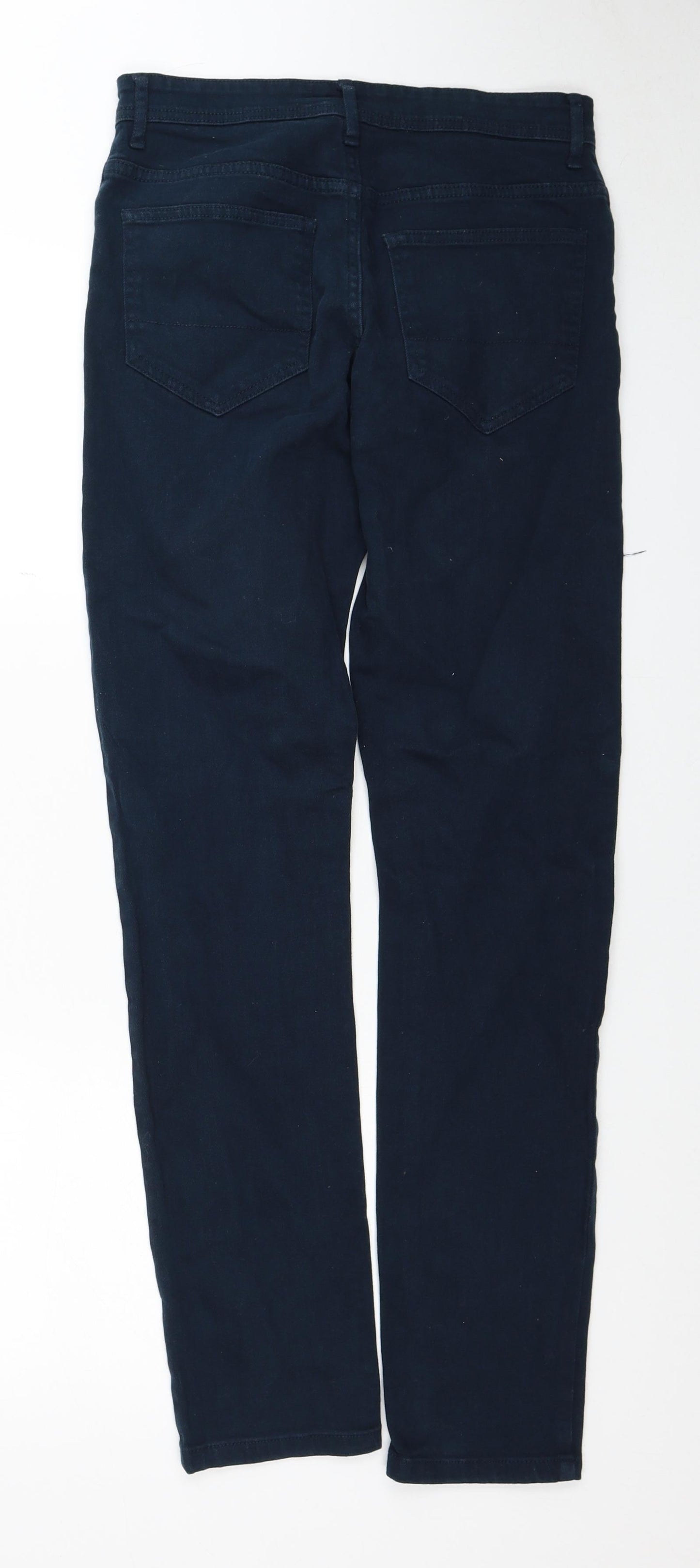 Denim & Co. Womens Blue Cotton Straight Jeans Size 28 in L32 in Regular Zip