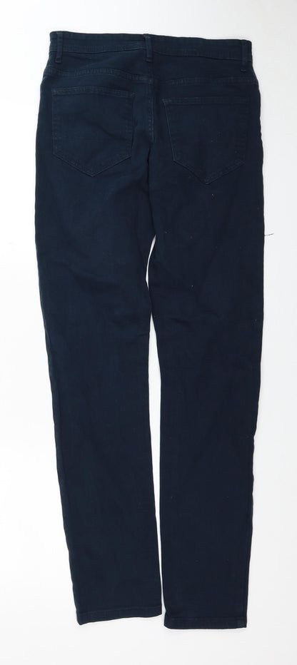 Denim & Co. Womens Blue Cotton Straight Jeans Size 28 in L32 in Regular Zip