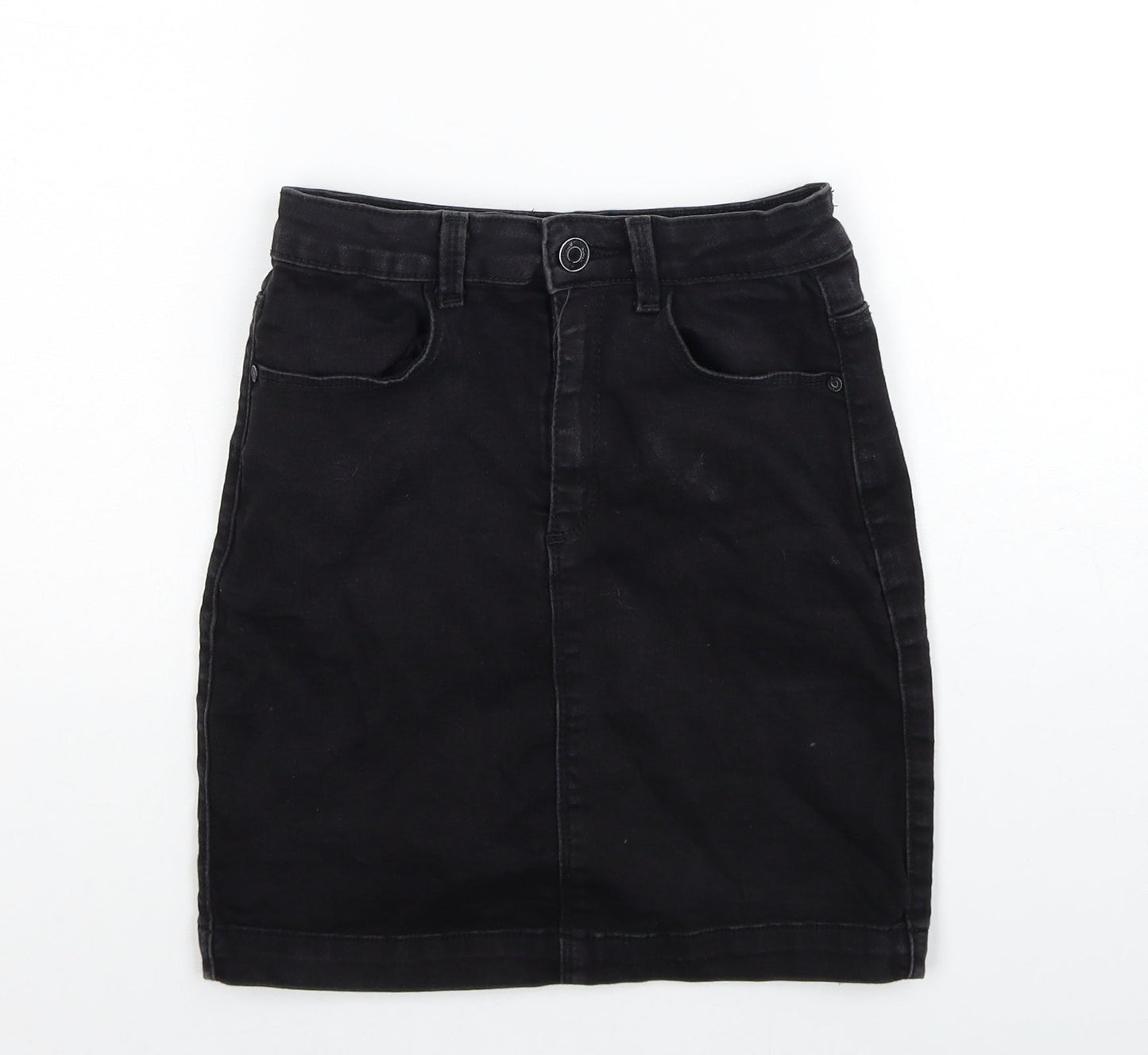 Missguided Womens Black Cotton Straight & Pencil Skirt Size 8 Zip