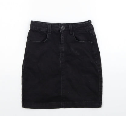 Missguided Womens Black Cotton Straight & Pencil Skirt Size 8 Zip