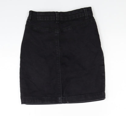 Missguided Womens Black Cotton Straight & Pencil Skirt Size 8 Zip