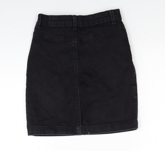 Missguided Womens Black Cotton Straight & Pencil Skirt Size 8 Zip