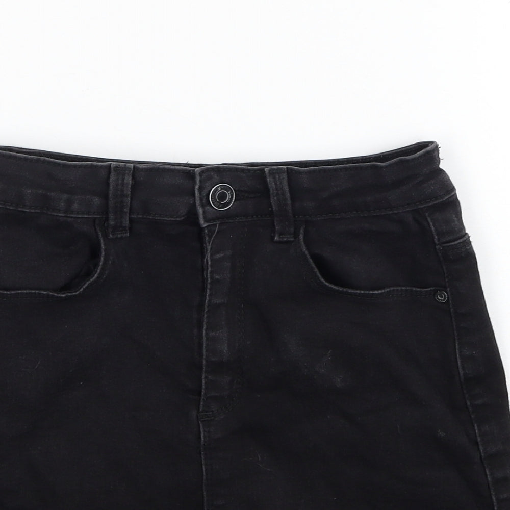 Missguided Womens Black Cotton Straight & Pencil Skirt Size 8 Zip