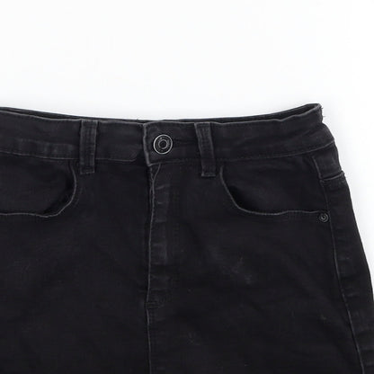 Missguided Womens Black Cotton Straight & Pencil Skirt Size 8 Zip