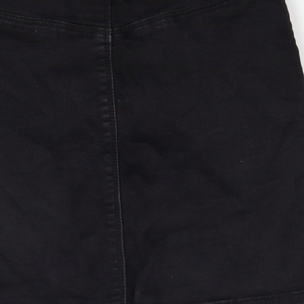 Missguided Womens Black Cotton Straight & Pencil Skirt Size 8 Zip