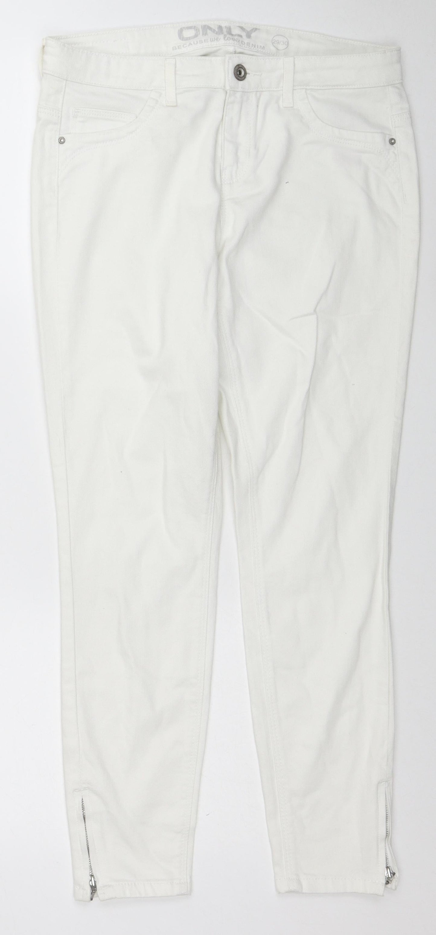 Only Womens White Cotton Skinny Jeans Size 29 in L30 in Regular Zip