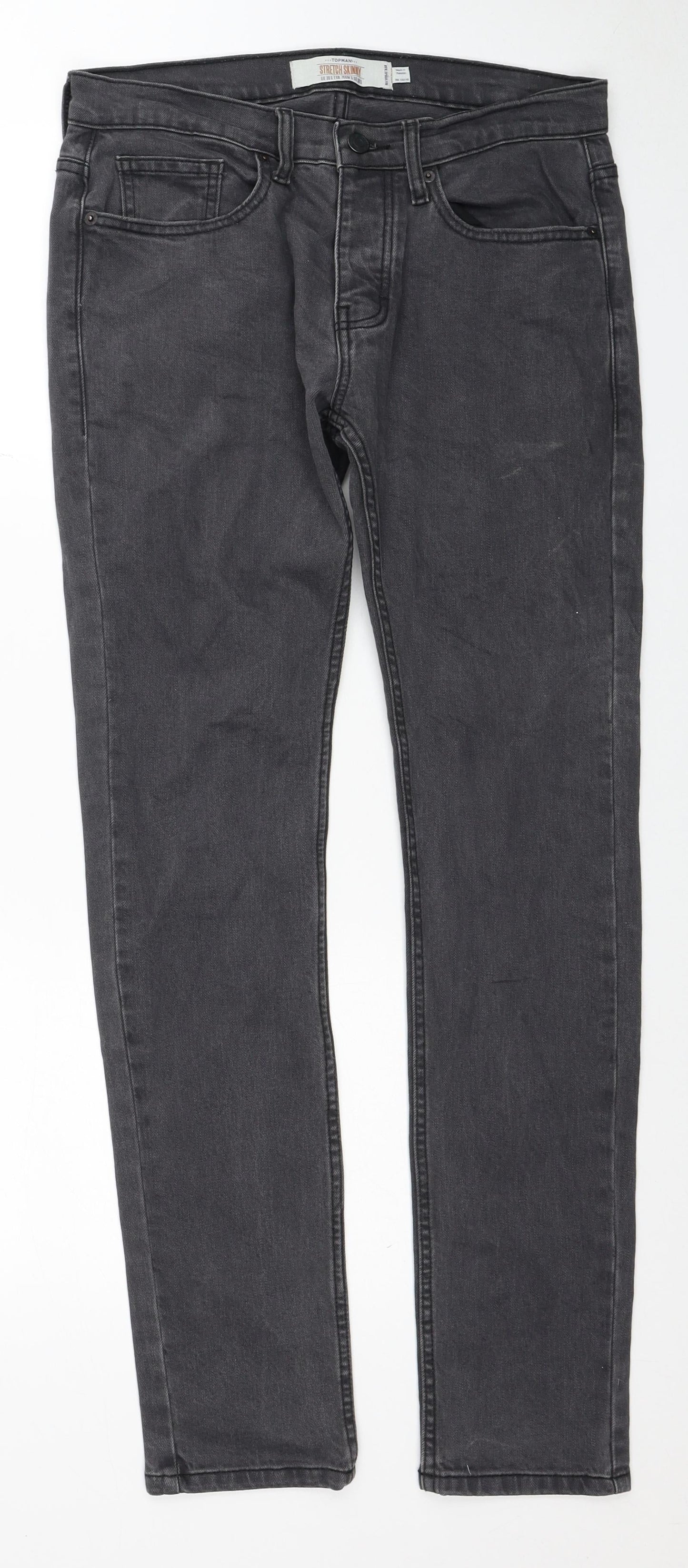 Mens UK Size 30 in Topshop Extra-Slim Fit Skinny Grey Jeans