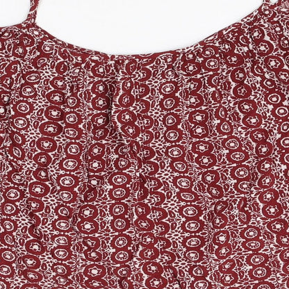 Atmosphere Womens Red Geometric Viscose Basic Blouse Size 10 Square Neck