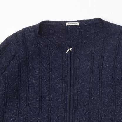 Damart Womens Blue Round Neck Acrylic Full Zip Jumper Size 18