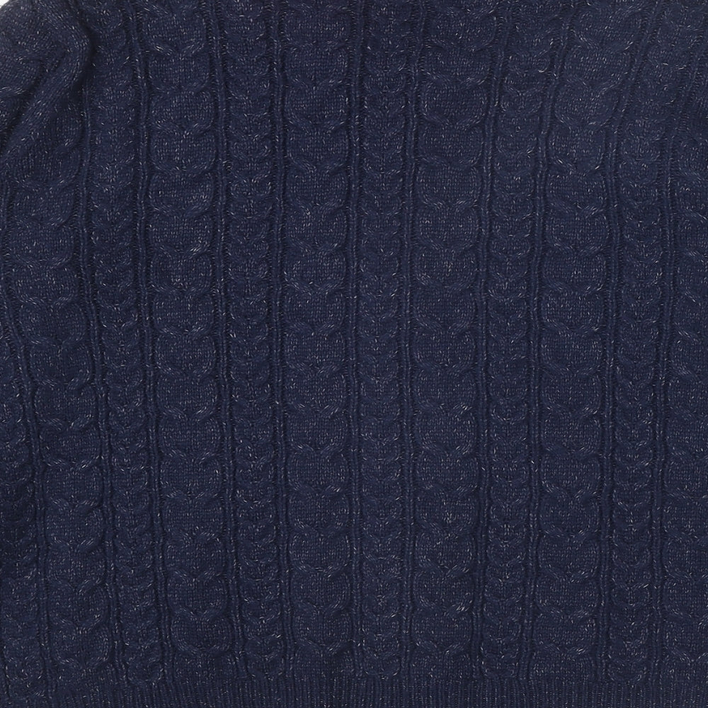 Damart Womens Blue Round Neck Acrylic Full Zip Jumper Size 18